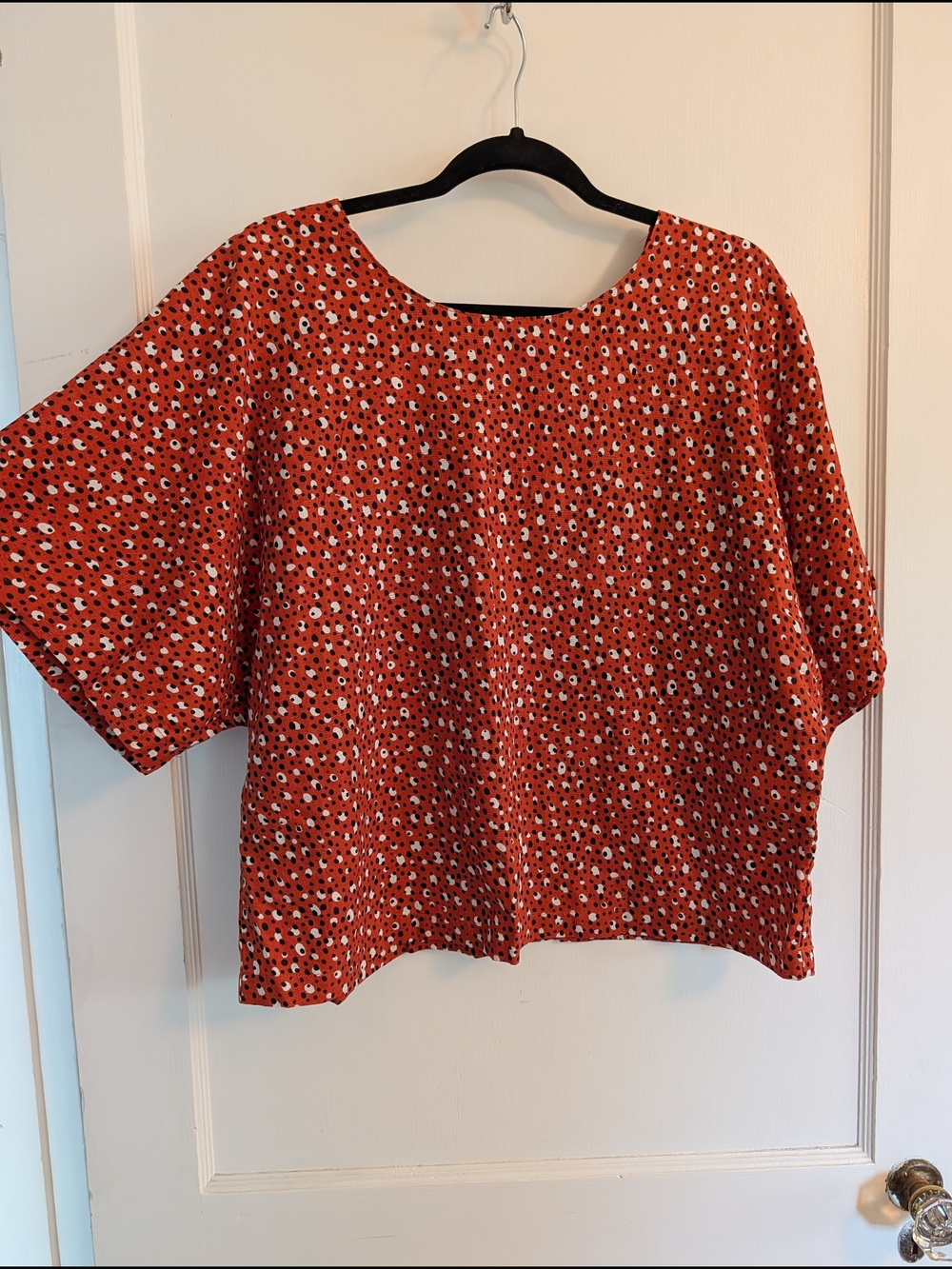 Relaxed Rusty Orange Animal Print Boxy Tunic Top